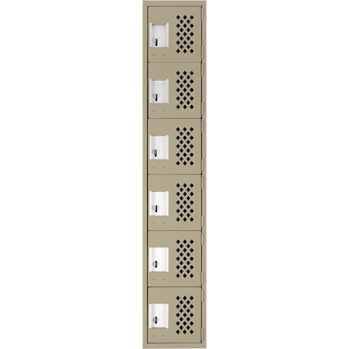 Assembled Lockerettes Clean Line Perforated Economy Lockers, 6 -tier, 18" x 72" x 12", Steel Ottawa Fastener Supply