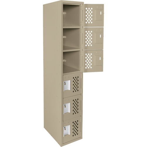 Assembled Lockerettes Clean Line Perforated Economy Lockers, 6 -tier, 18" x 72" x 12", Steel Ottawa Fastener Supply