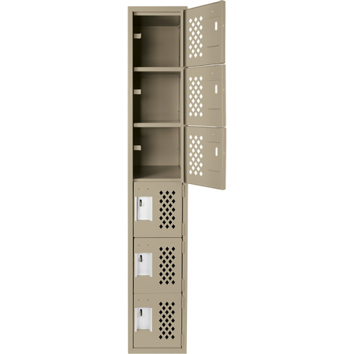 Assembled Lockerettes Clean Line Perforated Economy Lockers, 6 -tier, 18" x 72" x 12", Steel Ottawa Fastener Supply