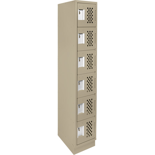 Assembled Lockerettes Clean Line Perforated Economy Lockers, 6 -tier, 18" x 72" x 12", Steel Ottawa Fastener Supply