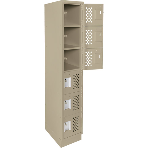 Assembled Lockerettes Clean Line Perforated Economy Lockers, 6 -tier, 18" x 72" x 12", Steel Ottawa Fastener Supply