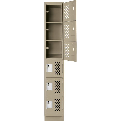 Assembled Lockerettes Clean Line Perforated Economy Lockers, 6 -tier, 18" x 72" x 12", Steel Ottawa Fastener Supply