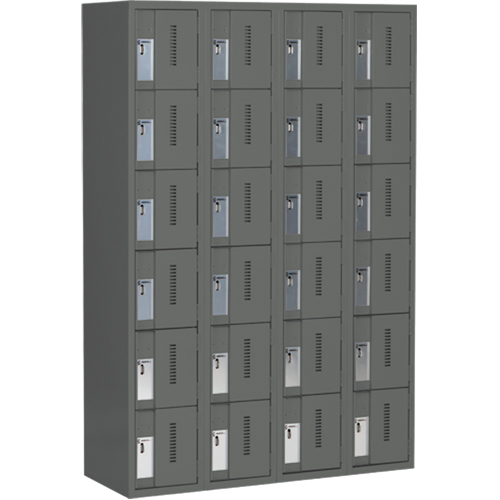 Concorde Heavy-Duty Lockers, 6 -tier, Bank of 4, 48" x 18" x 72", Steel, Charcoal, Welded (Assembled) Ottawa Fastener Supply