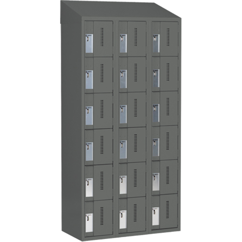 Concorde Heavy-Duty Lockers, 6 -tier, Bank of 3, 36" x 18" x 78", Steel, Charcoal, Welded (Assembled) Ottawa Fastener Supply