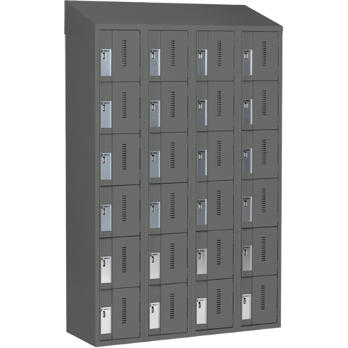 Concorde Heavy-Duty Lockers, 6 -tier, Bank of 4, 48" x 18" x 78", Steel, Charcoal, Welded (Assembled) Ottawa Fastener Supply