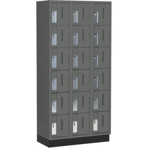 Concorde Heavy-Duty Lockers, 6 -tier, Bank of 3, 36" x 18" x 76", Steel, Charcoal, Welded (Assembled) Ottawa Fastener Supply