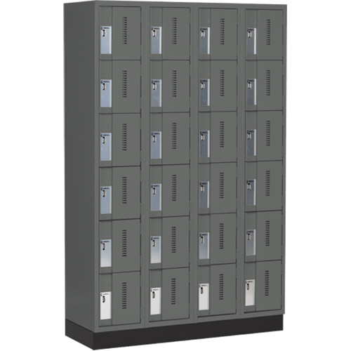 Concorde Heavy-Duty Lockers, 6 -tier, Bank of 4, 48" x 18" x 76", Steel, Charcoal, Welded (Assembled) Ottawa Fastener Supply