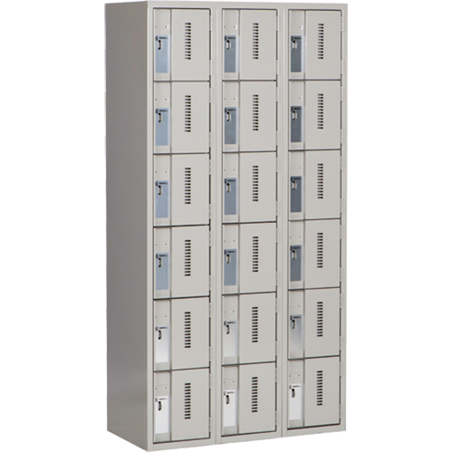 Concorde Heavy-Duty Lockers, 6 -tier, Bank of 3, 36" x 18" x 72", Steel, Grey, Welded (Assembled) Ottawa Fastener Supply
