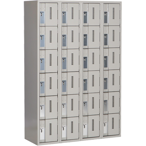 Concorde Heavy-Duty Lockers, 6 -tier, Bank of 4, 48" x 18" x 72", Steel, Grey, Welded (Assembled) Ottawa Fastener Supply