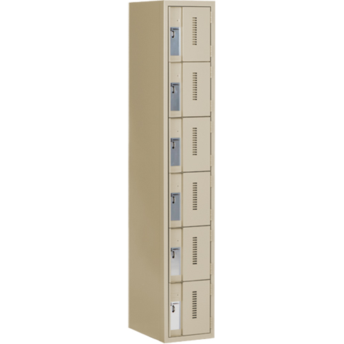 Concorde Heavy-Duty Lockers, 6 -tier, 12" x 18" x 72", Steel, Beige, Welded (Assembled) Ottawa Fastener Supply