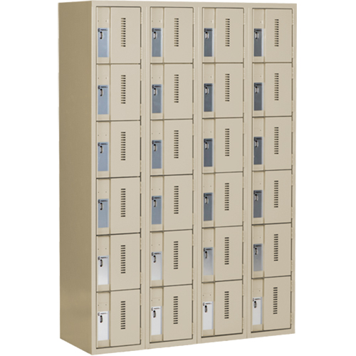 Concorde Heavy-Duty Lockers, 6 -tier, Bank of 4, 48" x 18" x 72", Steel, Beige, Welded (Assembled) Ottawa Fastener Supply