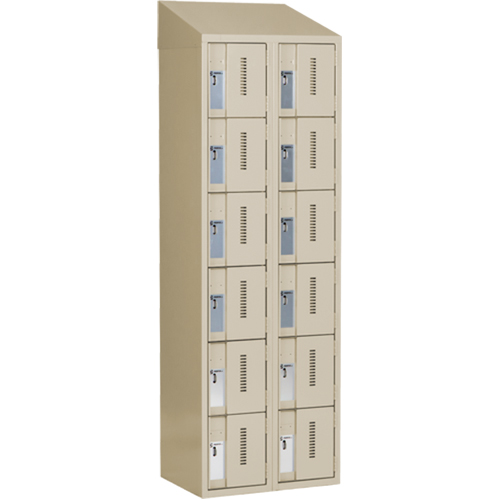 Concorde Heavy-Duty Lockers, 6 -tier, Bank of 2, 24" x 18" x 78", Steel, Beige, Welded (Assembled) Ottawa Fastener Supply