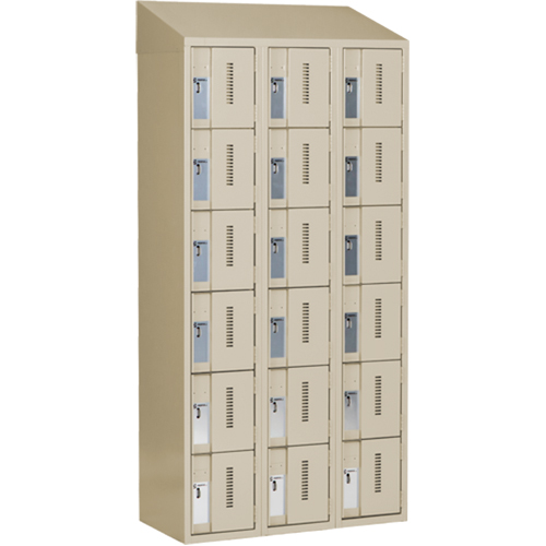 Concorde Heavy-Duty Lockers, 6 -tier, Bank of 3, 36" x 18" x 78", Steel, Beige, Welded (Assembled) Ottawa Fastener Supply