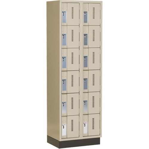 Concorde Heavy-Duty Lockers, 6 -tier, Bank of 2, 24" x 18" x 76", Steel, Beige, Welded (Assembled) Ottawa Fastener Supply