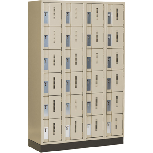 Concorde Heavy-Duty Lockers, 6 -tier, Bank of 4, 48" x 18" x 76", Steel, Beige, Welded (Assembled) Ottawa Fastener Supply