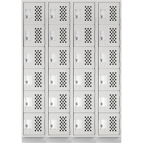 Assembled Clean Line Perforated Economy Lockers, 6 -tier, Bank of 4, 18" x 72" x 12", Steel Ottawa Fastener Supply