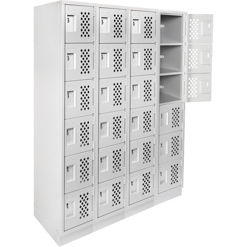 Assembled Clean Line Perforated Economy Lockers, 6 -tier, Bank of 4, 18" x 72" x 12", Steel Ottawa Fastener Supply