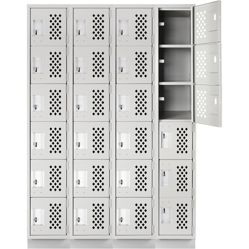 Assembled Clean Line Perforated Economy Lockers, 6 -tier, Bank of 4, 18" x 72" x 12", Steel Ottawa Fastener Supply