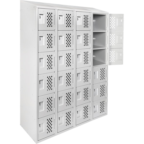 Assembled Clean Line Perforated Economy Lockers, 6 -tier, Bank of 4, 18" x 72" x 12", Steel Ottawa Fastener Supply