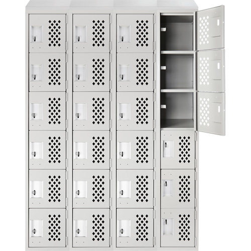 Assembled Clean Line Perforated Economy Lockers, 6 -tier, Bank of 4, 18" x 72" x 12", Steel Ottawa Fastener Supply