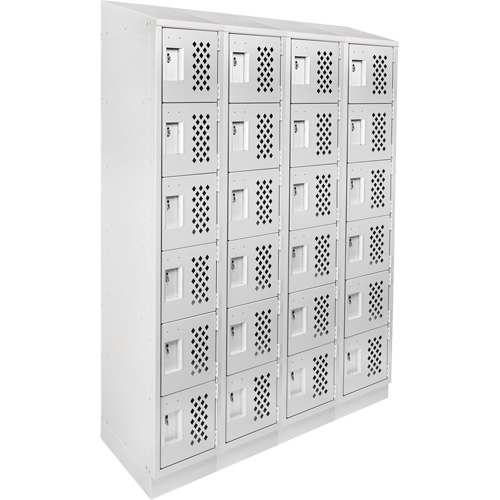 Assembled Clean Line Perforated Economy Lockers, 6 -tier, Bank of 4, 18" x 72" x 12", Steel Ottawa Fastener Supply
