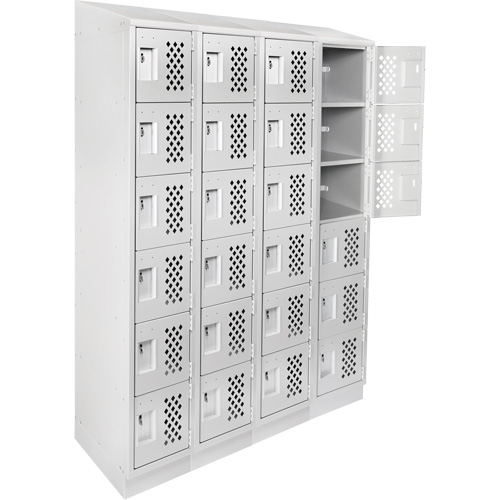 Assembled Clean Line Perforated Economy Lockers, 6 -tier, Bank of 4, 18" x 72" x 12", Steel Ottawa Fastener Supply