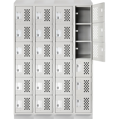 Assembled Clean Line Perforated Economy Lockers, 6 -tier, Bank of 4, 18" x 72" x 12", Steel Ottawa Fastener Supply