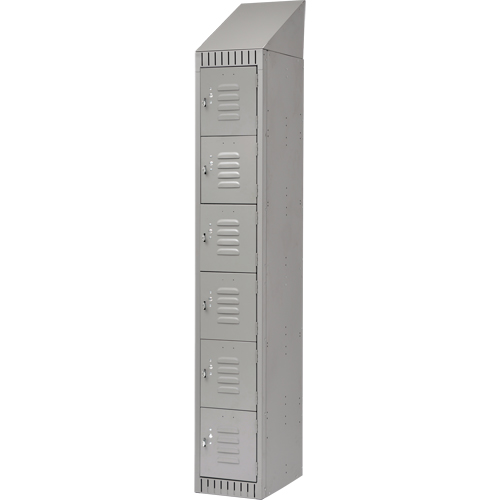 Lockers, 6 -tier, 12" x 18" x 82", Steel, Grey, Knocked Down Ottawa Fastener Supply