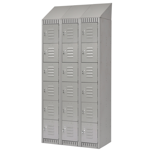 Lockers, 6 -tier, Bank of 3, 36" x 18" x 82", Steel, Grey, Knocked Down Ottawa Fastener Supply