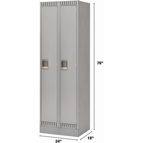 Lockers, Bank of 2, 24" x 18" x 76", Steel, Grey, Knocked Down Ottawa Fastener Supply