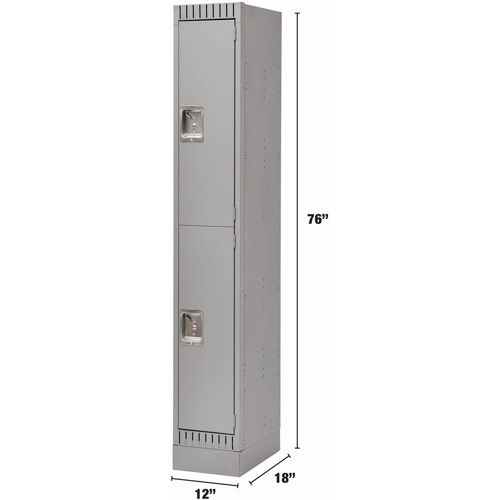 Lockers, 2 -tier, 12" x 18" x 76", Steel, Grey, Knocked Down Ottawa Fastener Supply