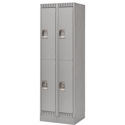 Lockers, 2 -tier, Bank of 2, 24" x 18" x 76", Steel, Grey, Knocked Down Ottawa Fastener Supply