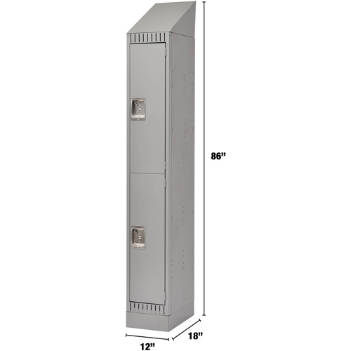 Lockers, 2 -tier, 12" x 18" x 86", Steel, Grey, Knocked Down Ottawa Fastener Supply