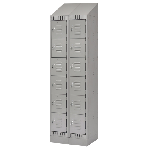 Lockers, 6 -tier, Bank of 2, 24" x 18" x 86", Steel, Grey, Knocked Down Ottawa Fastener Supply