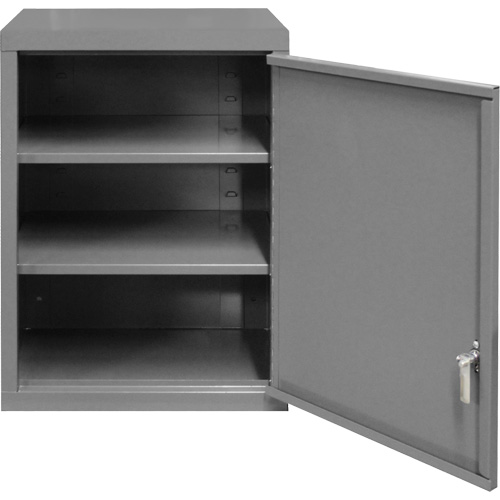 Wall-Mounted Cabinet, 27" H x 13-11/16" W x 18" D, 2 Shelves, Steel, Grey Ottawa Fastener Supply