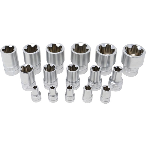 5-Point EPR Torx Socket Set, 16 Pieces, 1/4"/3/8"/1/2" Drive Size Ottawa Fastener Supply