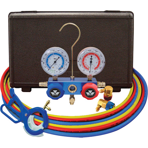 Dual Manifold Gauge Set with 3-in-1 Side Mount Can Tap Valve Ottawa Fastener Supply