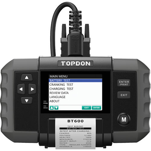 Testeur de batterie 12?V et de syst&egrave;mes 12?V/24?V BT600 avec imprimante int&eacute;gr&eacute;e Ottawa Fastener Supply