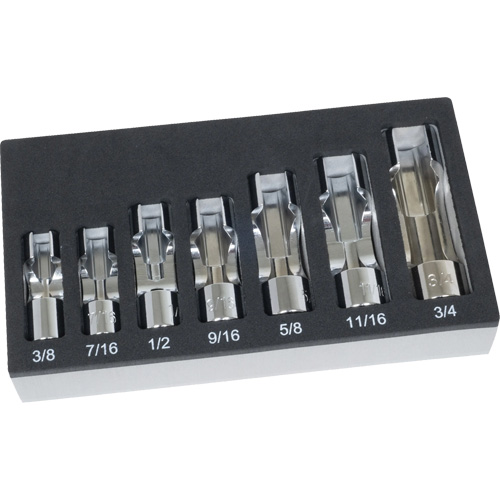 Jeu de douilles pour &eacute;crous &eacute;vas&eacute;s SAE avec plateau en mousse, 7 Morceaux, Prise de 3/8" Ottawa Fastener Supply