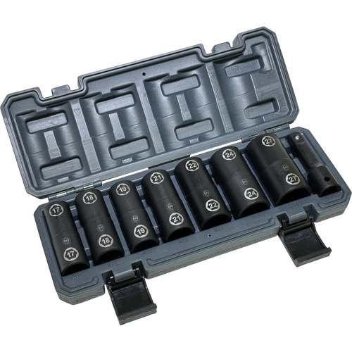 Jeu de douilles doubles hexagonales et h&eacute;licoidales avec coffret, 8 Morceaux, Prise de 1/2" Ottawa Fastener Supply
