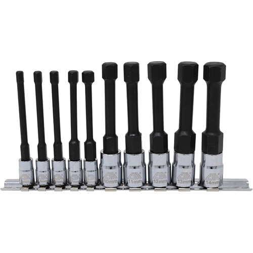 Metric Hex Socket Bit Set with Reduced Shank, 10 Pieces, 1/4"/3/8" Drive Size Ottawa Fastener Supply