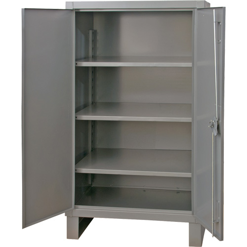 Extra Heavy-Duty Cabinet, Steel, 3 Shelves, 66" H x 48" W x 24" D, Grey Ottawa Fastener Supply