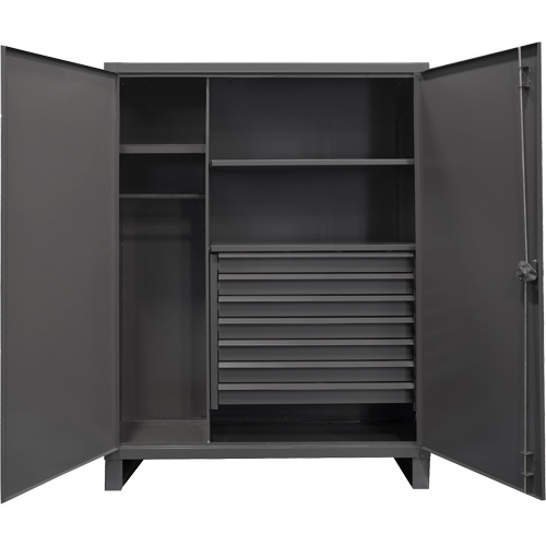 Extra Heavy-Duty Wardrobe Cabinet, Steel, 48" W x 24" D x 78" H, Grey Ottawa Fastener Supply