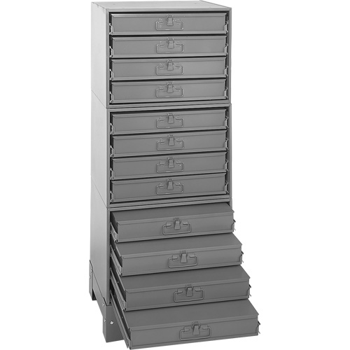 Modular Compartment Drawer Box Rack, Steel, 12 Drawers, 20-3/8" x 16" x 60-1/8", Grey Ottawa Fastener Supply