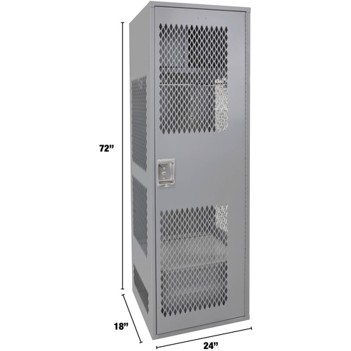 Gear Locker with Door, Steel, 24" W x 18" D x 72" H, Grey Ottawa Fastener Supply