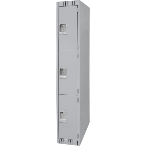 Lockers, 3 -tier, 12" x 18" x 72", Steel, Grey, Knocked Down Ottawa Fastener Supply