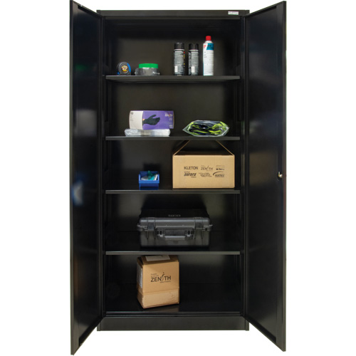 Hi-Boy Storage Cabinet, Steel, 4 Shelves, 72" H x 36" W x 18" D, Black Ottawa Fastener Supply