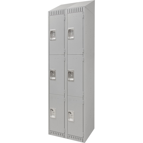 Lockers, 3 -tier, Bank of 2, 24" x 18" x 82", Steel, Grey, Knocked Down Ottawa Fastener Supply