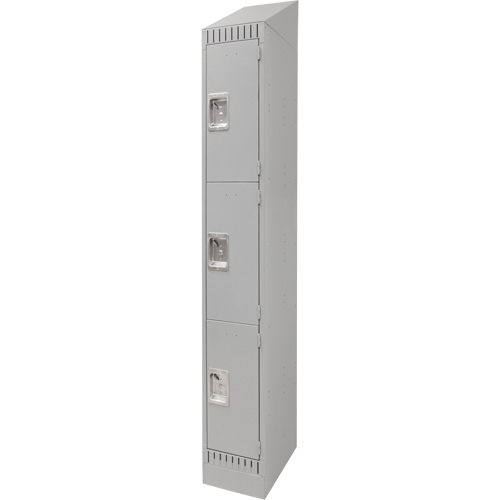 Lockers, 3 -tier, 12" x 18" x 86", Steel, Grey, Knocked Down Ottawa Fastener Supply