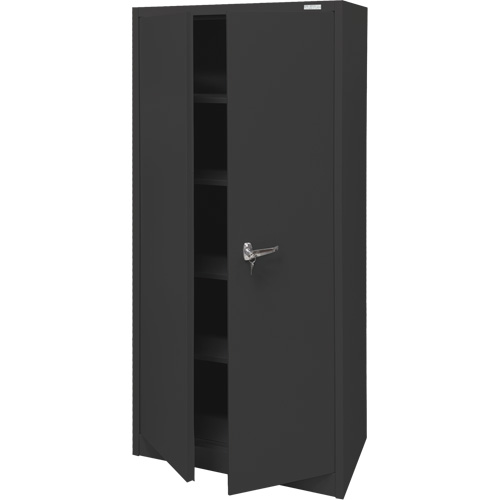 Armoire d'entreposage, Acier, 4 Tablettes, 66" h x 30" la x 15" P, Noir Ottawa Fastener Supply